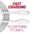 10' Lightning to USB-C Fast Cables MFi - Extra Long