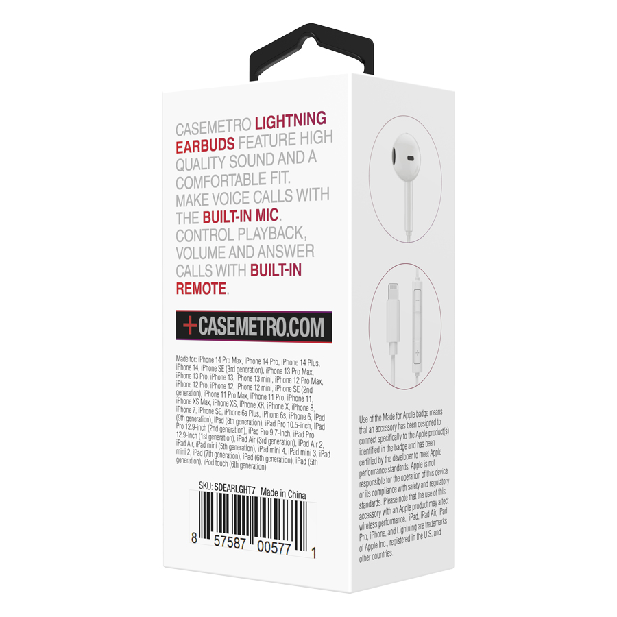 Boxed Lightning Earbuds MFi w/ Remote & Mic