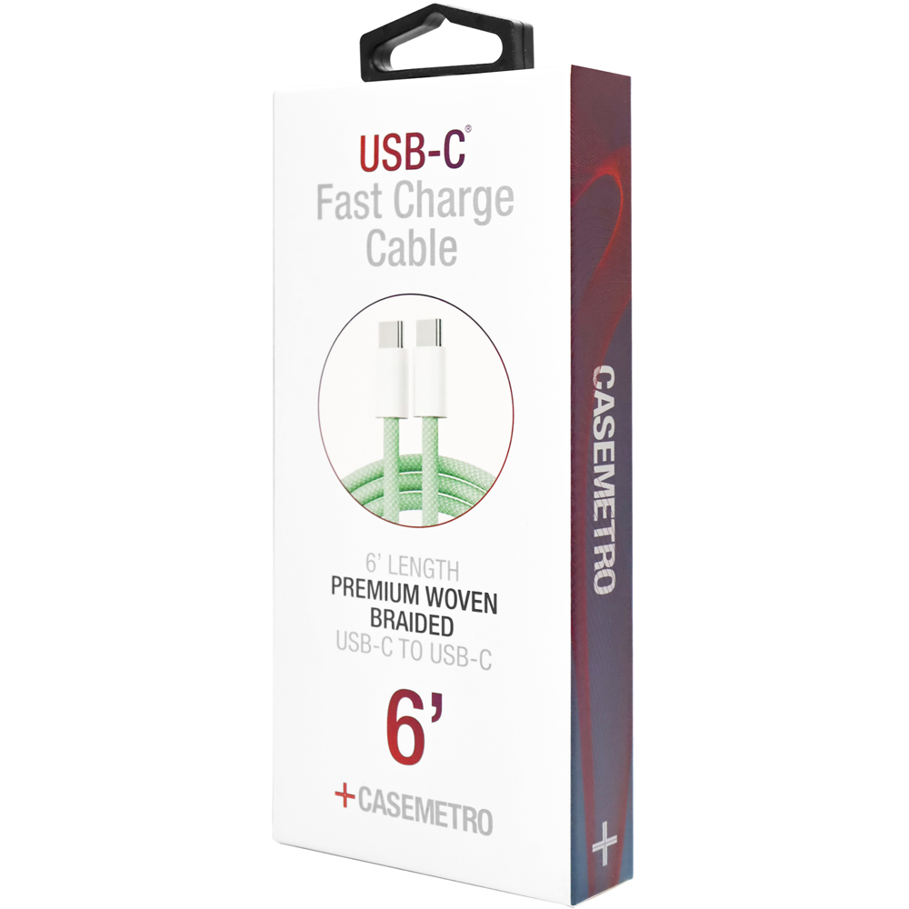 6' Boxed USB-C Fast Charging Braided Cables Green