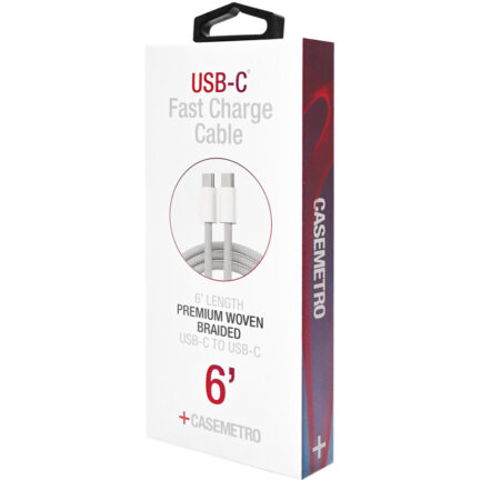 6' Boxed USB-C Fast Charging Braided Cables - Silver