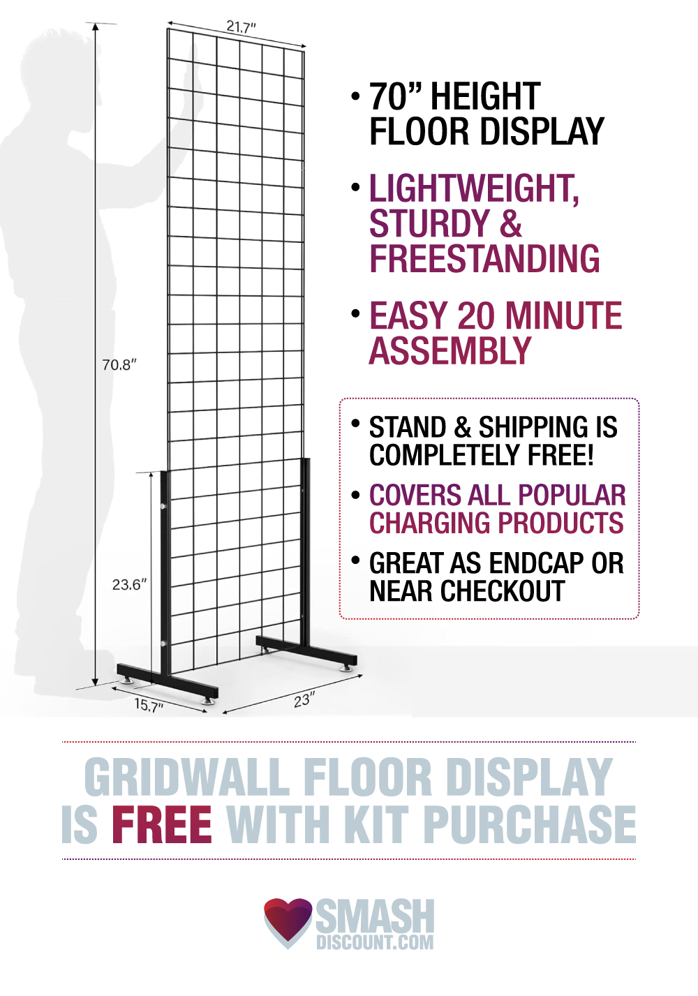 Floor Display Kit with Free Grid Panel Stand