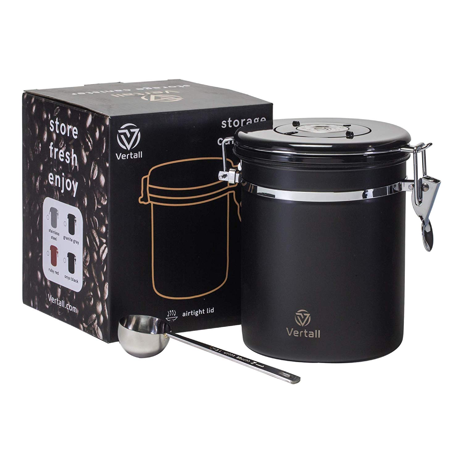 Vertall Airtight Storage Canister for Coffee Stainless Steel