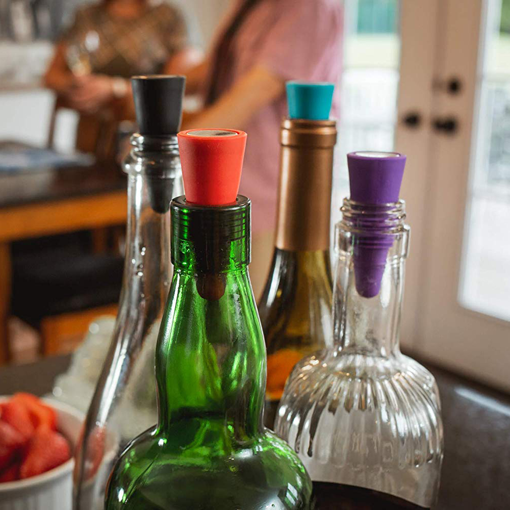 Wine Bottle and Beverage Stoppers 4-pack by Vertall made of Premium Silicon