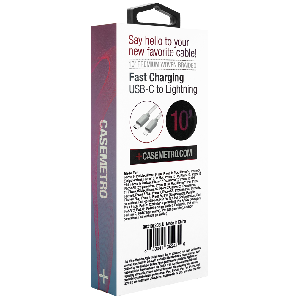 10' Boxed Lightning Braided Fast Cable - Blue