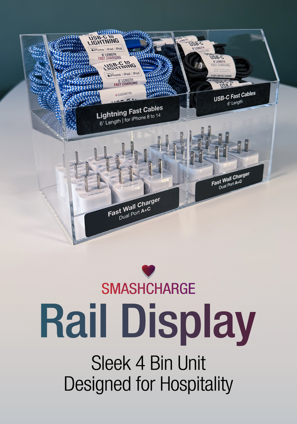Display Rails Replacement Rail Kit with Free 2-Tier Acrylic Display – smashcharge.com