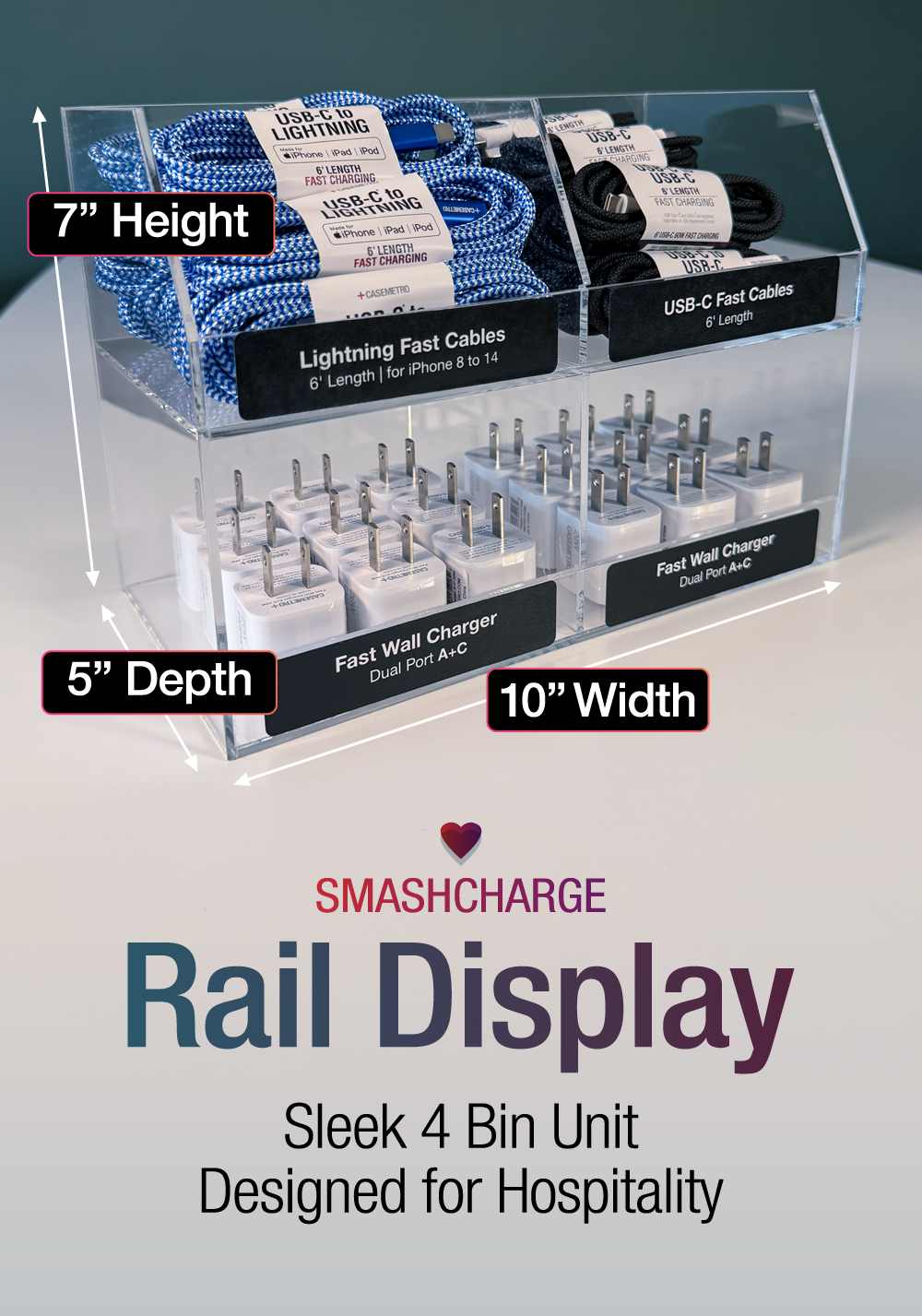 Rail Kit with Free 4-Bin Acrylic Display